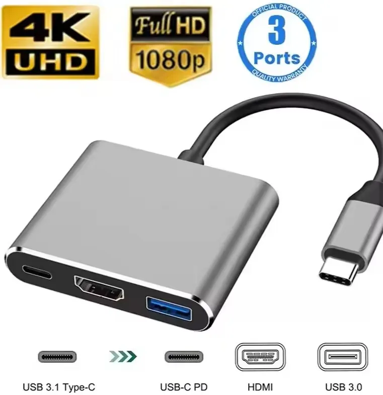 [ACC-HUB-USBC-3IN1-4K] 3-in-1 USB‑C Hub With 4k HDMI